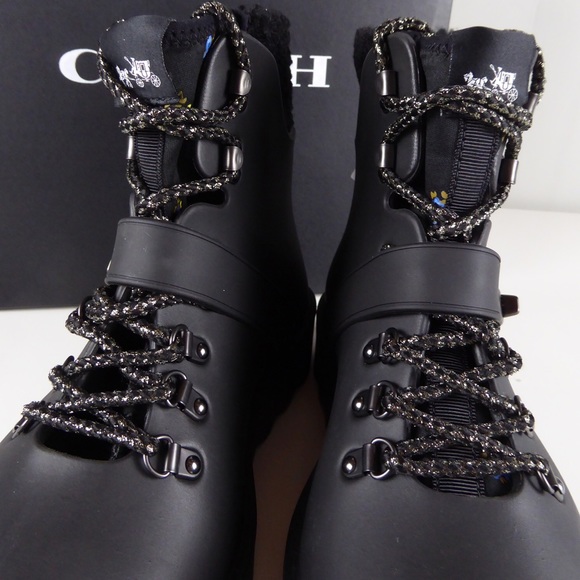 Coach Urban Hiker Rubber Bootie w Floral Liner NIB - Picture 2 of 8